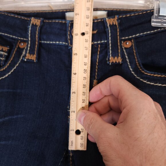 Big Star Liv Blue Jeans Womens 27L Dark Blue Denim Stretch Pants Thick Stitch - Picture 7 of 16
